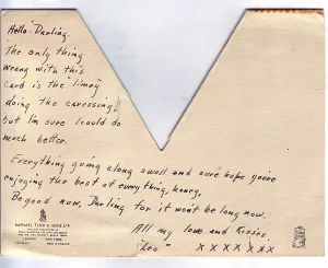 WW2 Valentine's Day card, message on back