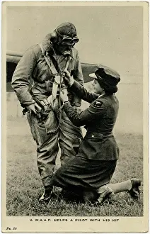 Clasp: WW2 - With the W.A.A.F. - Helping a pilot with his kit