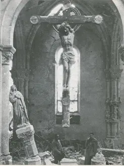 Rheims: WWI, Church Damaged by German Shellfire, Reims