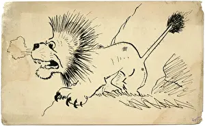 Ranstead: WWI postcard by George Ranstead - the British lion