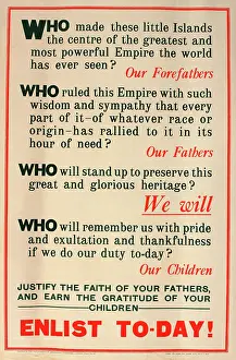 Gratitude: WWI Poster, Enlist Today!