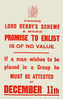 Mere: WWI Poster, Lord Derby's Scheme