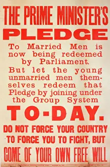 Pledge: WWI Poster, The Prime Minister's Pledge