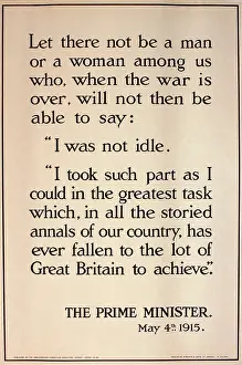 Rhetoric: WWI Poster, Prime Minister's speech