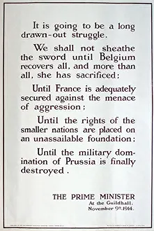Guildhall: WWI Poster, Prime Minister's speech