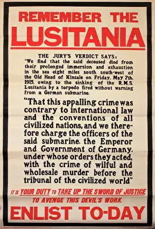 Remember: WWI Poster, Remember the Lusitania