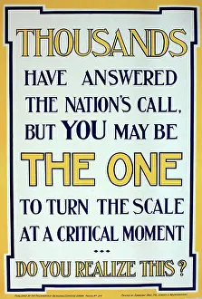 Answered: WWI Poster, Thousands have answered the nation's call