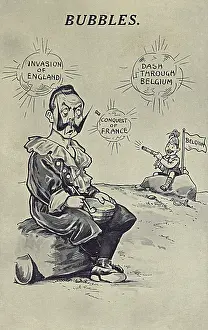 Spoof: WWI - Propaganda postcard - Kaiser's dream bubbles burst