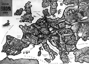 Parody: WWI, Satirical War Map of Europe, 1914
