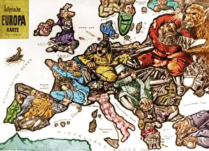 Parody: WWI, Satirical War Map of Europe, 1914