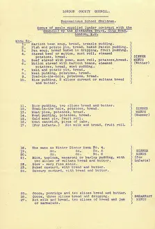 WWI school menu