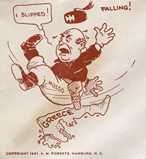 Cachet: WWII - Mussolini slips up invading Greece - First Day Cover