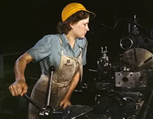 Workforce: WWII, Woman Using Lathe Machine, 1942