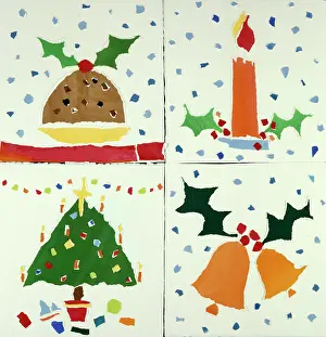 Collages: Xmas Pudding, Candles, Tree, Bells