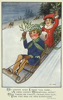 Sleighing: Xmas. Sleighing downhill