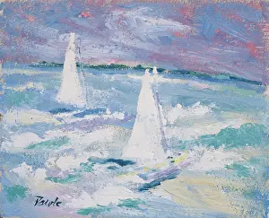 Sailed: Yachts ' two white sailed boats