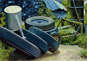 Tilly: Back Yard ' tyres, watering can etc