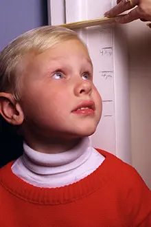 Fel001: Five Year Old Blond Boy Having his Height Measured