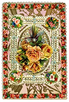 Rectangle: Yellow roses with decorative floral border