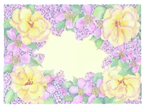 Clematis: Yellow roses, lilac and clematis