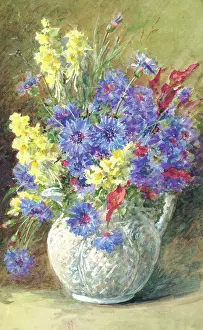 Cornflowers: Yellow Snapdragons and Cornflowers