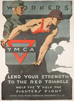 Liss Fine Art: YMCA Poster, Lend Your Strength, WW1