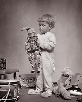 Sleepwear: Young Blond Baby Boy Standing