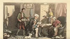 Ackermann: Young boy at lessons with a tutor and his grandmother