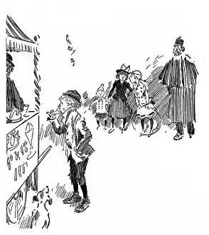 Tucking: Young boy tucking in at the Ice Cream stall