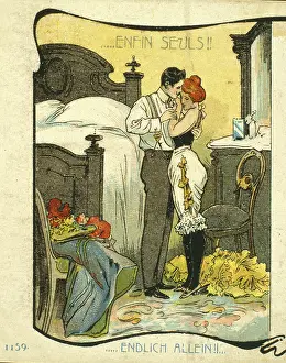Undressed: Young couple in a bedroom -- Alone At Last!