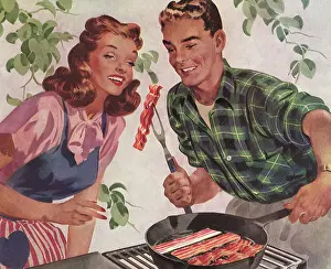 Baseclassic: Young Couple cooks Bacon