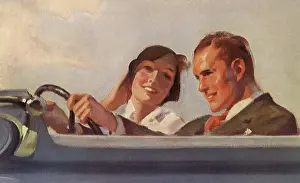 Packard: Young Couple drive Convertible