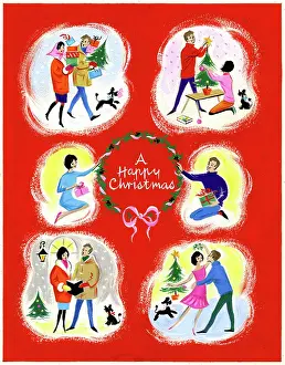 Carols: Young couple engaged in Christmas activities