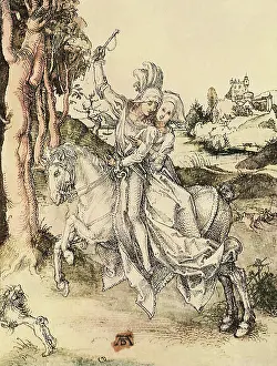 Durer: Young Couple on Horseback, by Durer