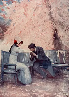 Knee: Young couple in proposal scene