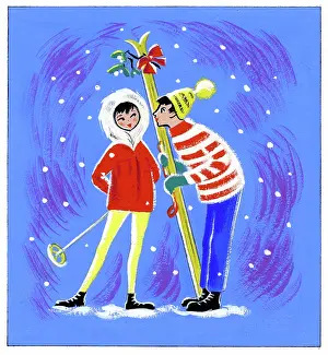 Wormell: Young couple with skis