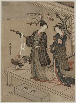 Veranda: Young dandy and a beauty on a veranda