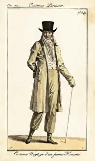 Riding Coat: Young dandy in casual outfit, Paris, 1804