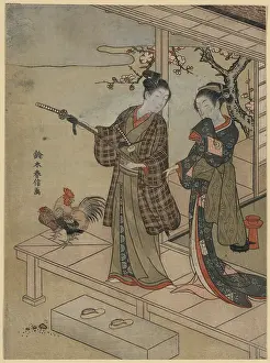 Veranda: A young dandy and a woman on a veranda