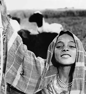 Shepherdess: Young egypt shepherdess in Fayum, 1937