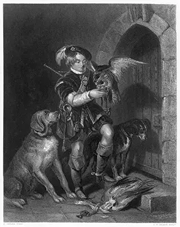 Hawking: YOUNG FALCONER WITH DOGS