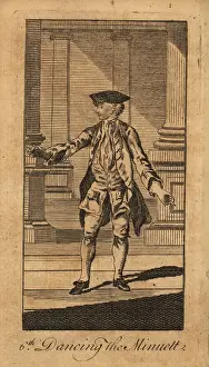 Minuet: Young gentleman dancing the minuet in a ballroom
