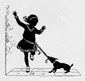 Tugging: Young girl & her dog