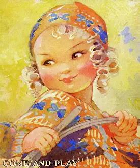Warne: Young girl with a hoop