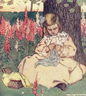 Olmstead: Young girl sewing