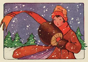 Muff: Young girl out in the snow