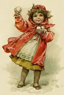 Armful: Young girl with snowballs