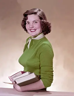 Nicely: Young Girl Student With Books