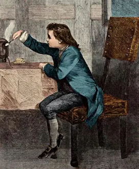 Watt: Young James Watt Experimenting, 1740s