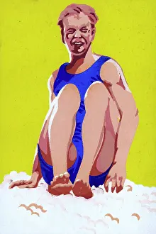 Fosh: Young lad sitting on a sandy beach - Summer